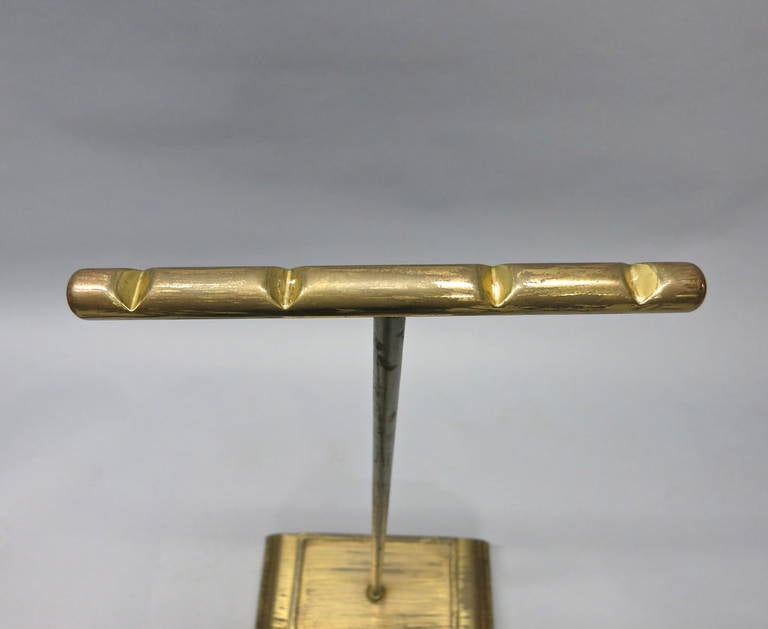 Mid-20th Century Set of Fire Tools and Stand in Brass over Bronze Original Condition, USA, 1930s