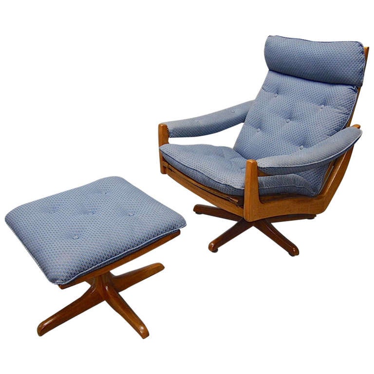 Swivel chair and ottoman by vatne mobler norway 1960's at 1stdibs