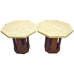 Pair Of End Tables By Harvey Probber 8 Sided Stone Tops Circa 1950 American