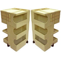 Pair of Vintage Boby Storage Trolleys by Jo Colombo Designed 1968 Italy
