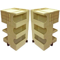 Pair of Vintage Boby Storage Trolleys by Jo Colombo Designed 1968 Italy
