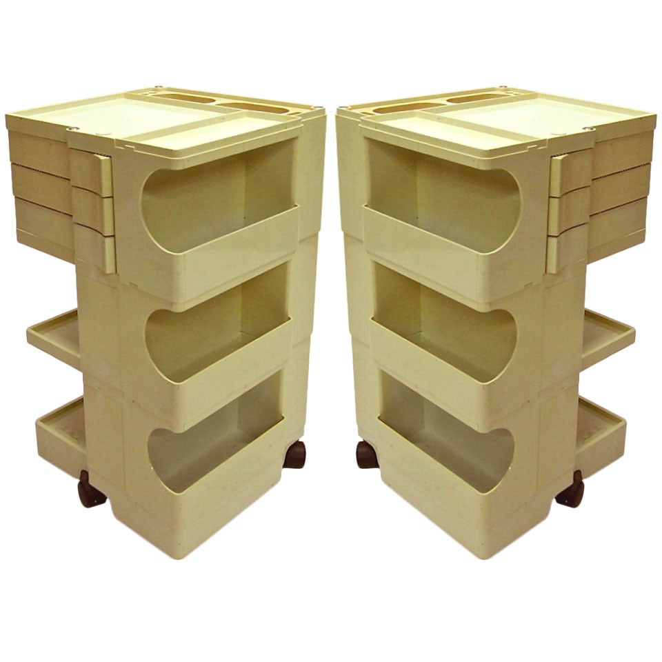 Pair of Vintage Boby Storage Trolleys by Jo Colombo Designed 1968 Italy
