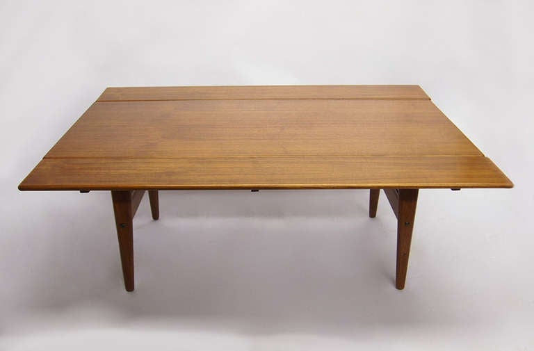 Mid-Century Modern Teak Table Adjustable Height by Kai Kristiansen for Trioh Made in Denmark 1962