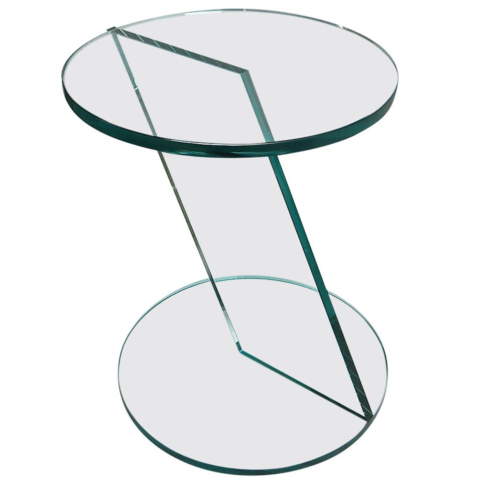 Clear Glass Side Table Circa 1970 Made in Italy at 1stDibs