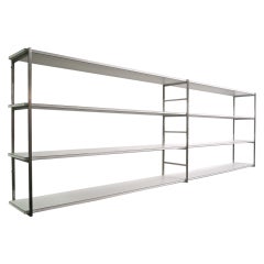 Wall-Mounted Horizontal Shelving Unit in Steel & Laminate, Italy C. 1960