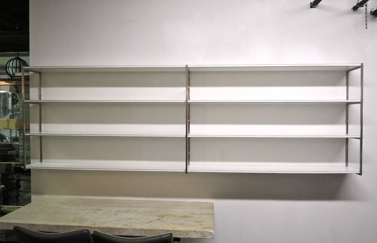Wall-Mounted Horizontal Shelving Unit in Steel & Laminate, Italy C. 1960 2