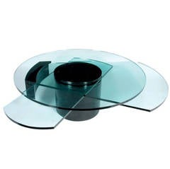 Rotating Glass Coffee Table Designed in 1978 by Dakota Jackson, Made in USA