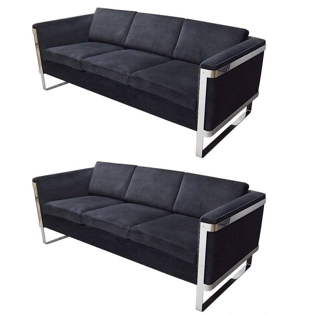 Pair Of Vintage Sofas From Pace Collection Circa 1970 American