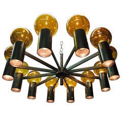 Large Ceiling Fixture by Sciolari with 12 Glass Shades Circa 1960 Italy
