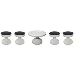 Vintage Four Rochetto Stools and Table Designed in 1960 by Castiglioni for Kartell Italy