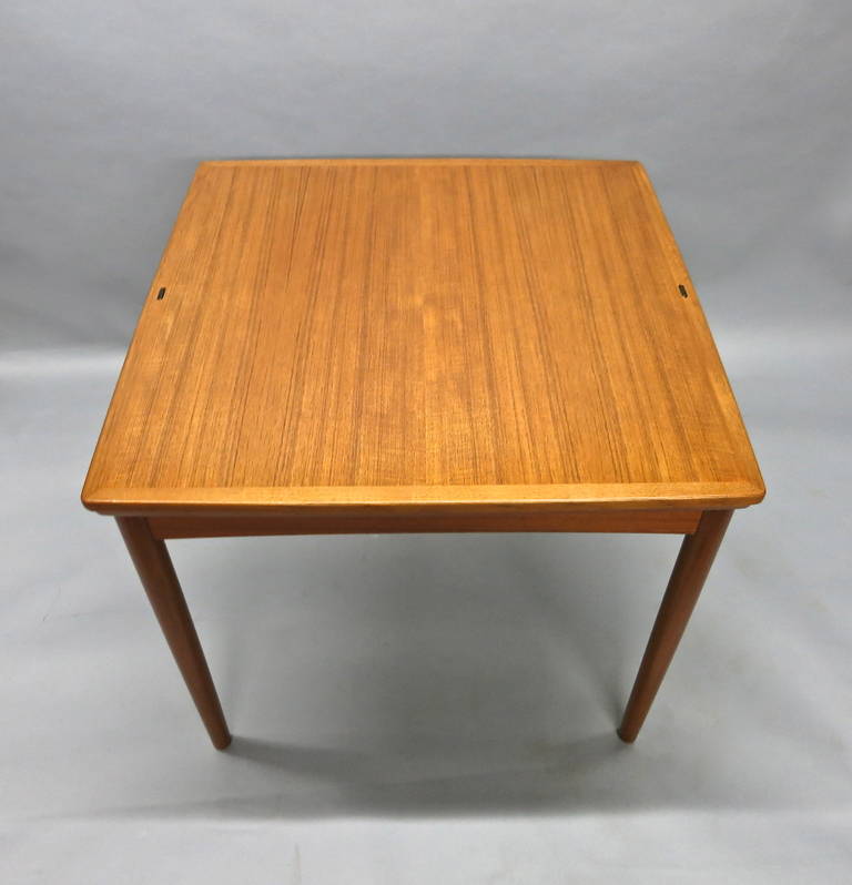 Teak Reversible & Extending Game or Dining Table by Poul Hundevad, circa 1960