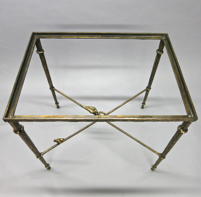 Mid-Century Modern Solid Cast Bronze Table in the Style of Giacometti, circa 1980 Made in USA
