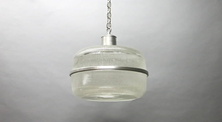 Mid-Century Modern Four Ceiling Fixture in Holophane Glass, Circa 1940 Made in USA