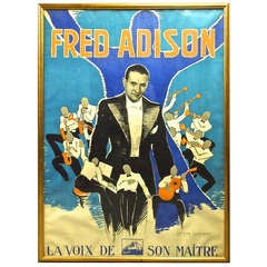 Vintage Poster of Fred Adison & His Orchestra 1930's Signed Jean Dominique van CauLaert