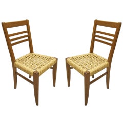 Pair of Chairs by Adrien Audoux and Frida Minet Circa 1950 France