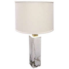 Single Marble table Lamp  attributed to Nessen Studios circa 1950 American