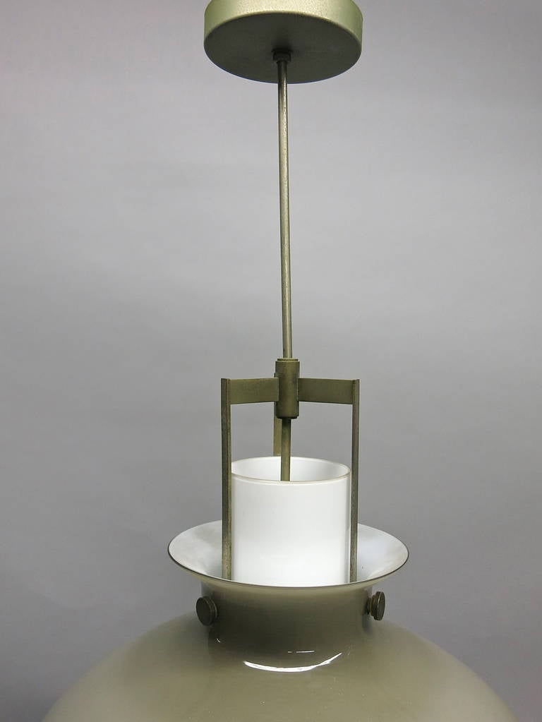 Unknown Glass Ceiling Fixture with Nickel Hardware circa 1940