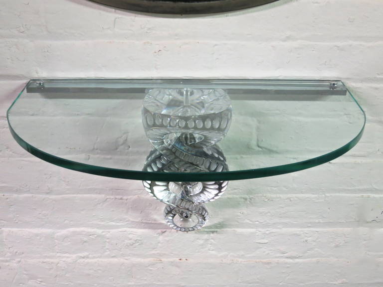 Glass Séville Console in Clear Crystal Designed by Marc Lalique, Made in France