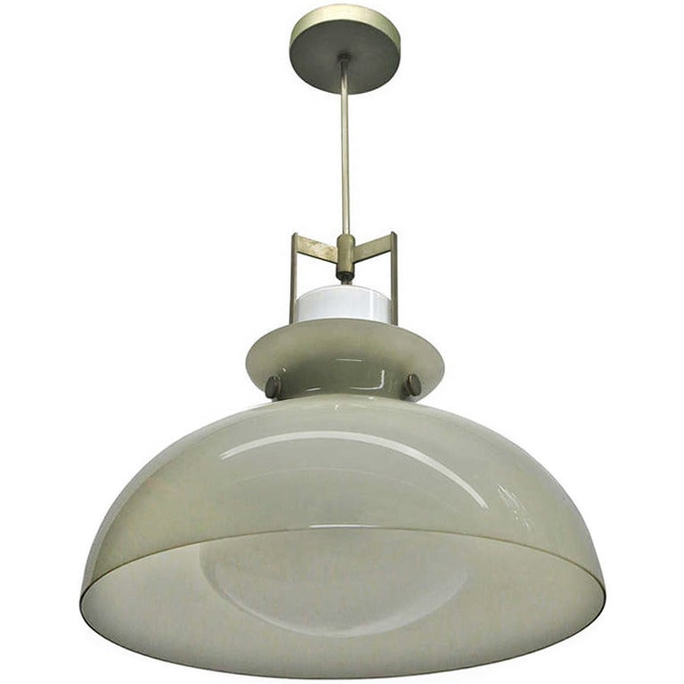 Glass Ceiling Fixture with Nickel Hardware circa 1940