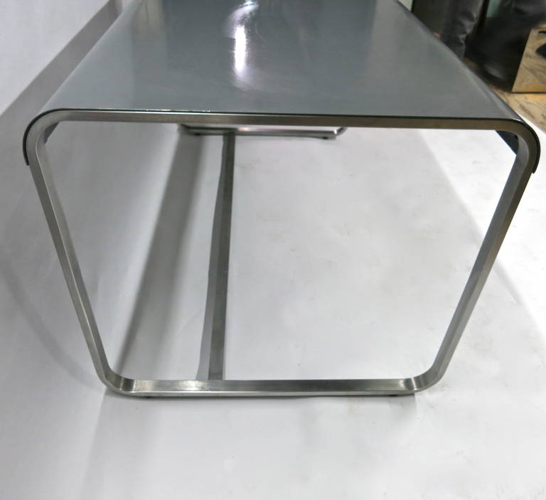 Mid-20th Century Desk in Stainless Steel and Enameled Metal Top Circa, 1960
