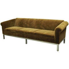 Vintage Sofa after Milo Baughman recently Upholstered in Brown Mohair c.1975 USA