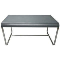 Desk in Stainless Steel and Enameled Metal Top Circa, 1960