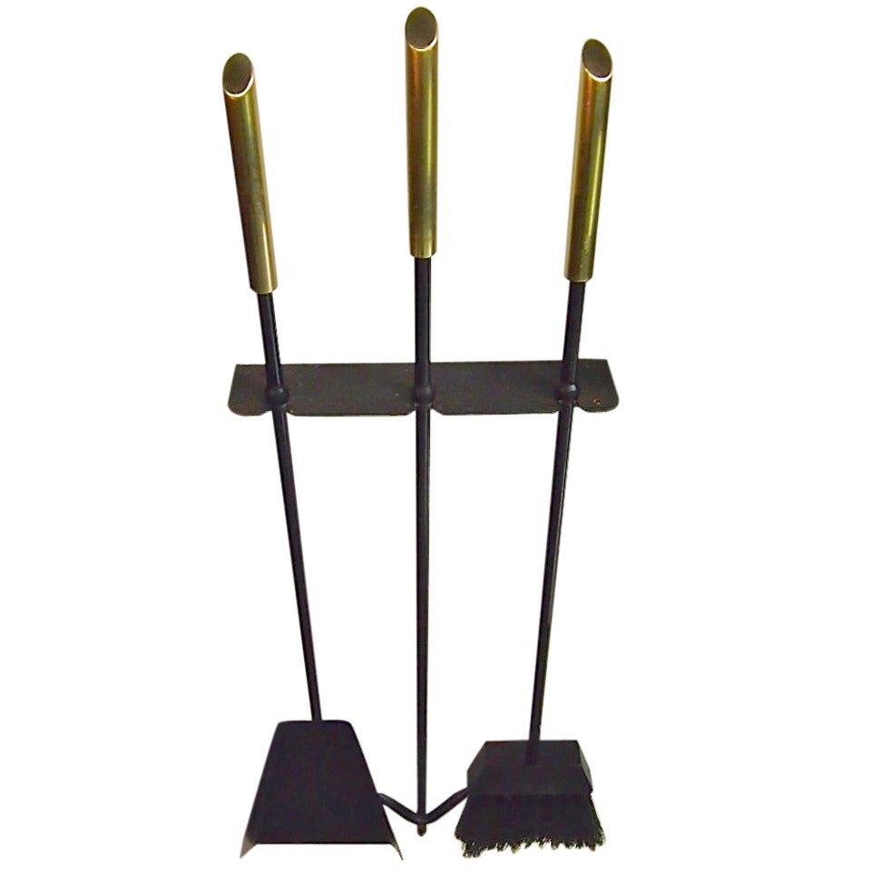 Set of Wall Mounted Fire Tools Circa 1950 American