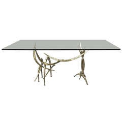 Sculpted Bronze Dining Table Signed Silas Seandel Circa 1970 American