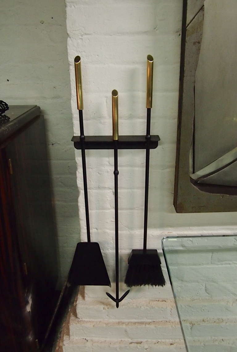 Set of Wall Mounted Fire Tools Circa 1950 American In Excellent Condition In Jersey City, NJ