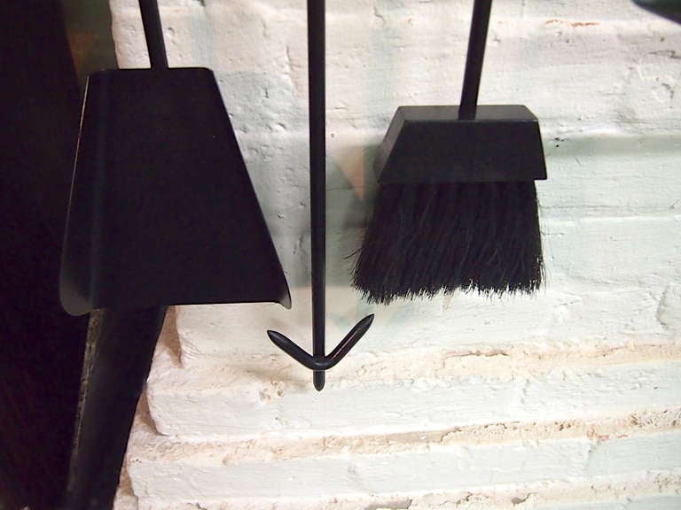 Mid-20th Century Set of Wall Mounted Fire Tools Circa 1950 American