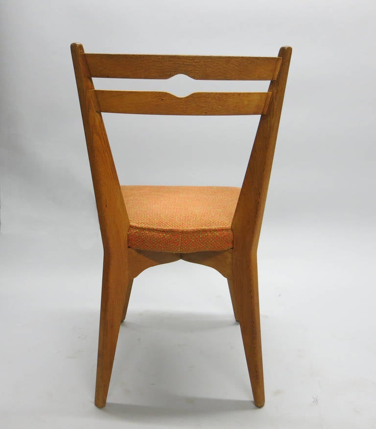 Set of Four French Dining Chairs by Guillerme et Chambron in Oak, circa 1950 4