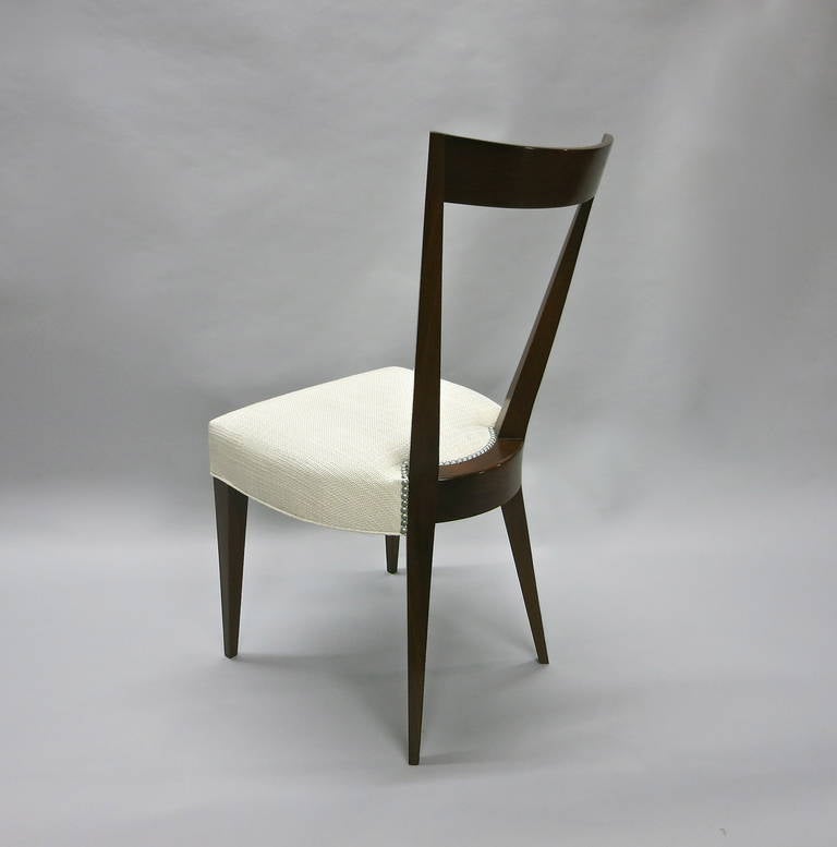Wood Eight Dining Chairs in the Style of Gio Ponti, Made in Italy, circa 1950