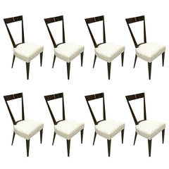 Eight Dining Chairs in the Style of Gio Ponti, Made in Italy, circa 1950