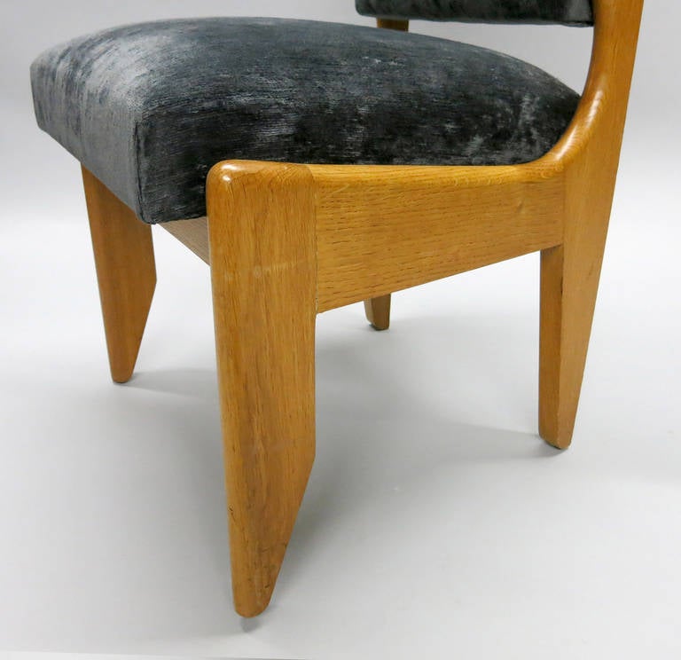 Five Solid Oak Dining Chairs by Maurice Pré, France, 1950s 2