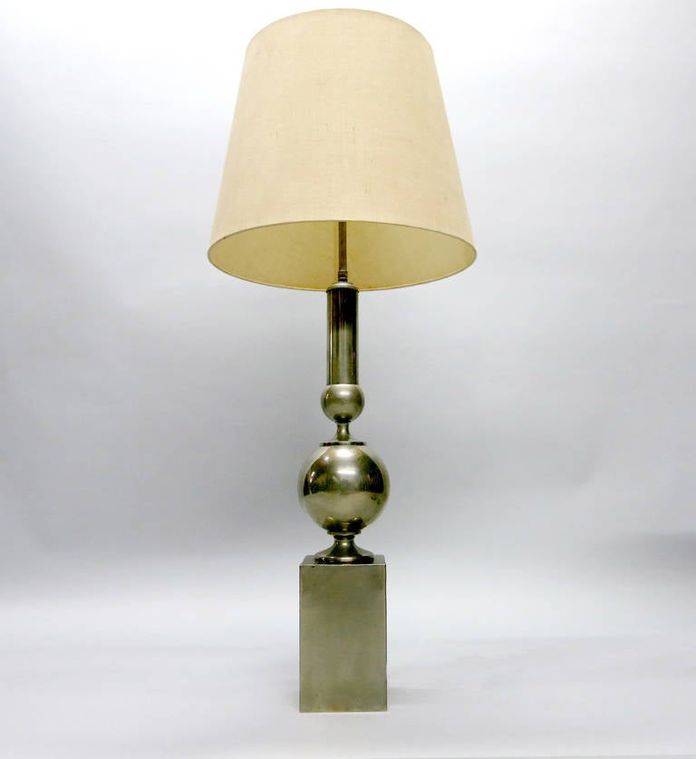Mid-Century Modern Single Tall Table Lamp by Philippe Barbier, Circa 1970 France For Sale