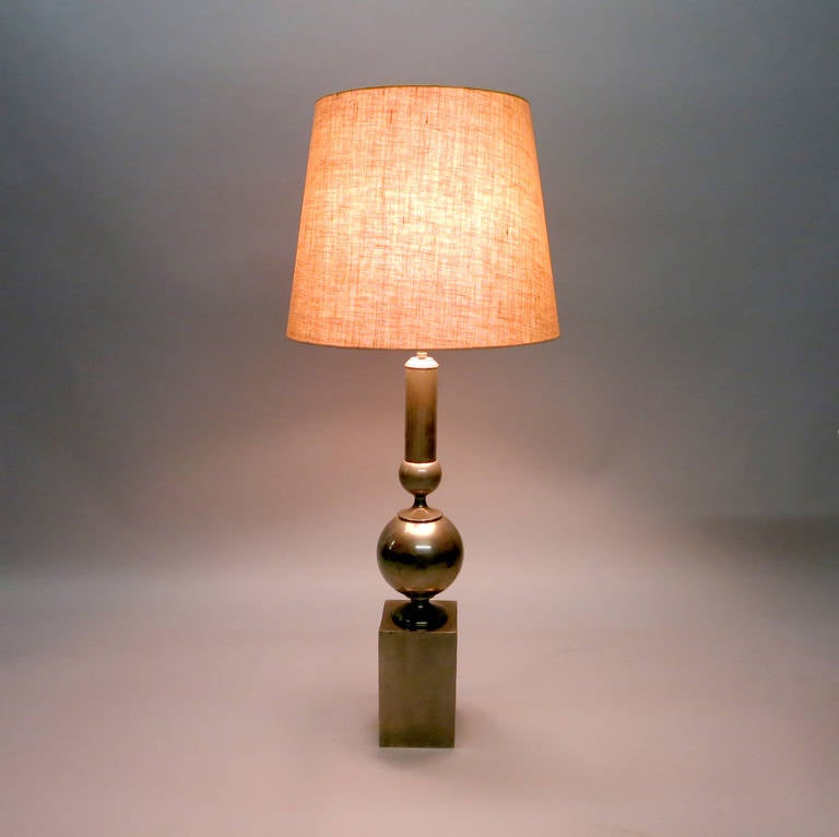 Late 20th Century Single Tall Table Lamp by Philippe Barbier, Circa 1970 France For Sale