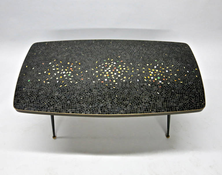 Coffee Table with a Mosaic Tile Top Circa 1950 France In Excellent Condition In Jersey City, NJ