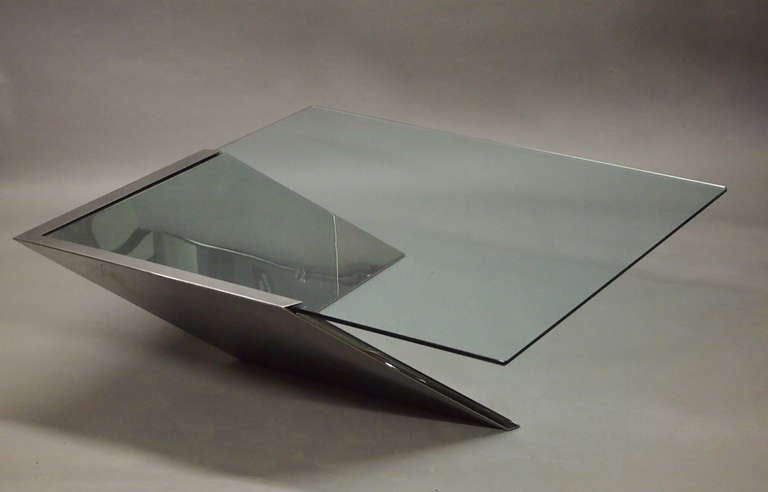 Polished Coffee Table Designed by J. Wade Beam for Brueton, circa 1970 For Sale