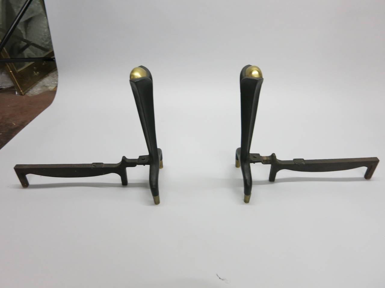 Pair of Andirons in the style of Donald Deskey for Bennett, circa 1945 2