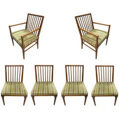 Set of Six Dining Chairs by John Widdicomb, circa 1950, Made in USA