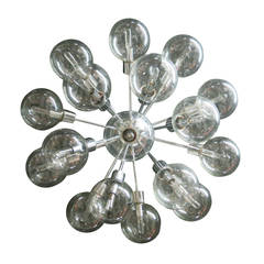 Ceiling Fixture with 17 Original Glass Shades by Lightolier USA Circa 1960