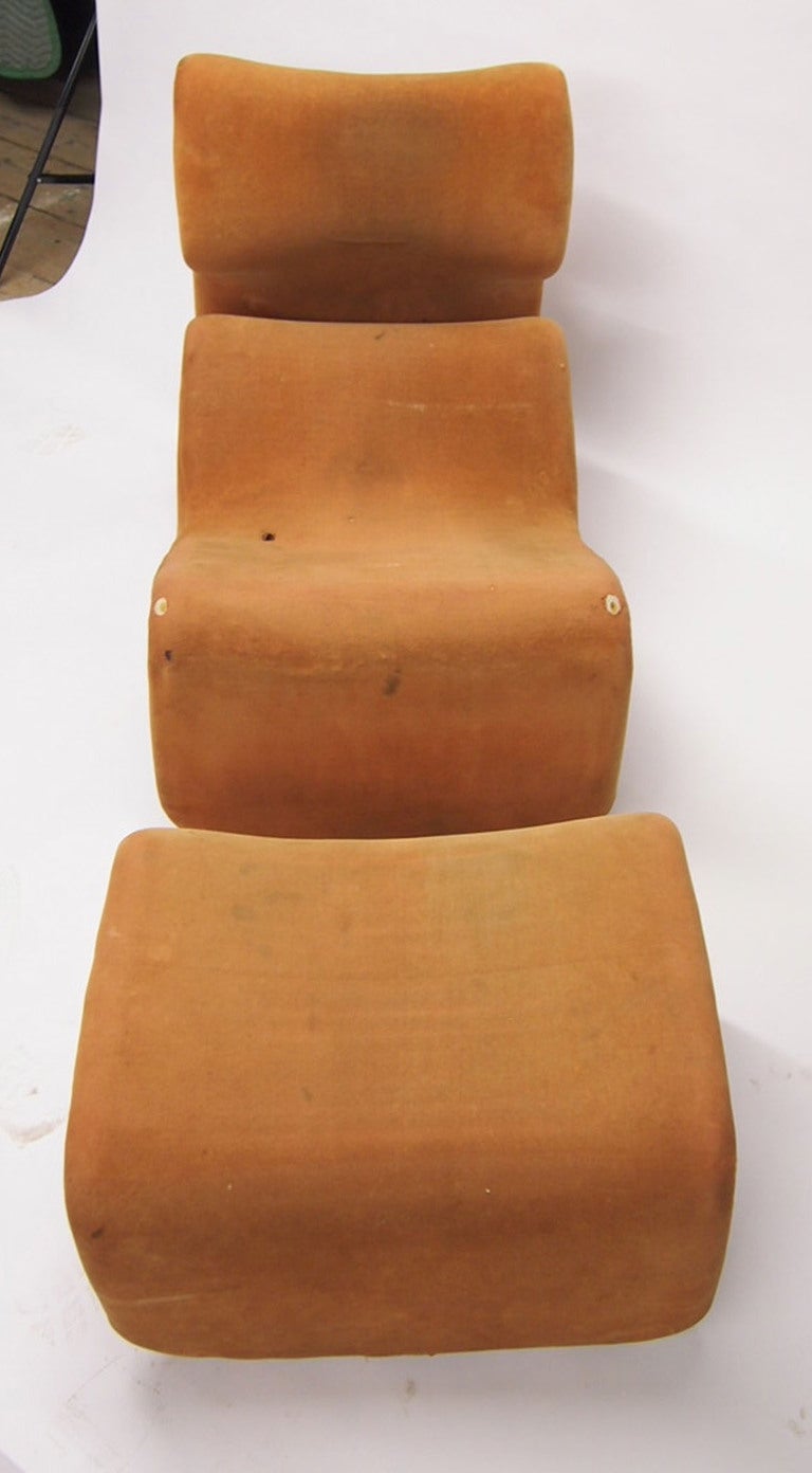 Swedish Jan Ekselius Etcetera Chair & Ottoman Choice of Red/Yellow/Black 1970 Sweden
