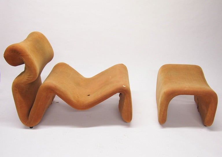 Jan Ekselius Etcetera Chair & Ottoman Choice of Red/Yellow/Black 1970 Sweden In Fair Condition In Jersey City, NJ