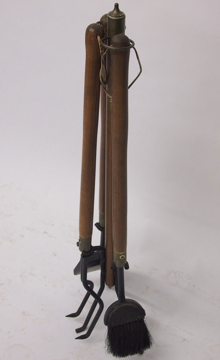 Mid-20th Century Two Sets of Fire Place Tools Signed Seymour circa 1955 American