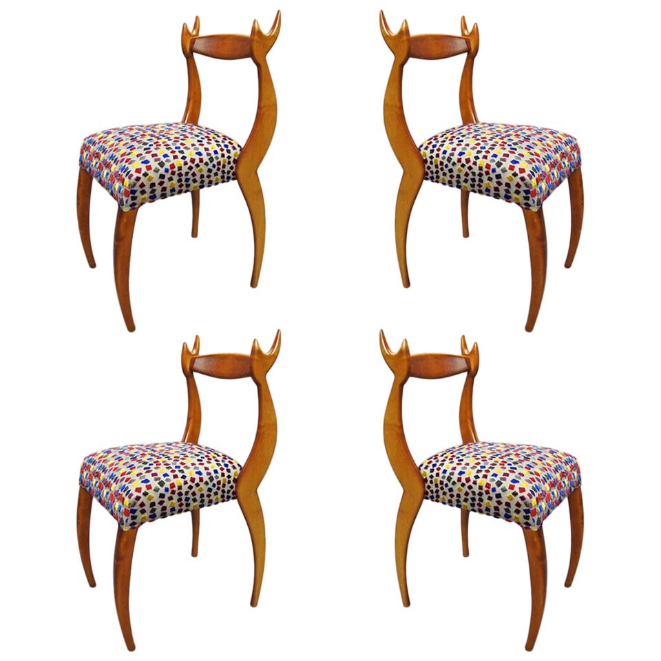 Four Chairs Designed & Produced by Sergio Savarese Founder of Dialogica NYC Circa 1988