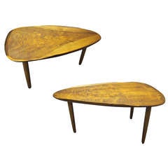 Pair of Tables in Walnut Stamped Made in Denmark by Mills 1956 for NYC