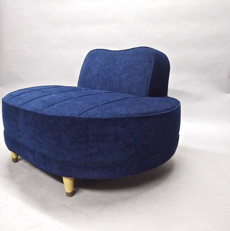 Mid-Century Modern Chair, Love Seat, Settee Circa 1935 American Newly Upholstered