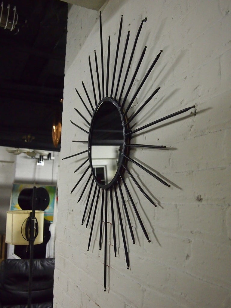 Starburst Mirror in Wrought Iron Circa 1965 American In Good Condition In Jersey City, NJ