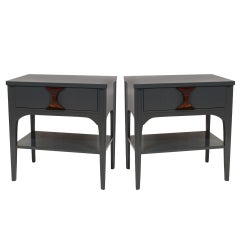 Pair of Lacquer and Rosewood End Tables