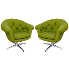 Pair of Tufted Swivel Chairs